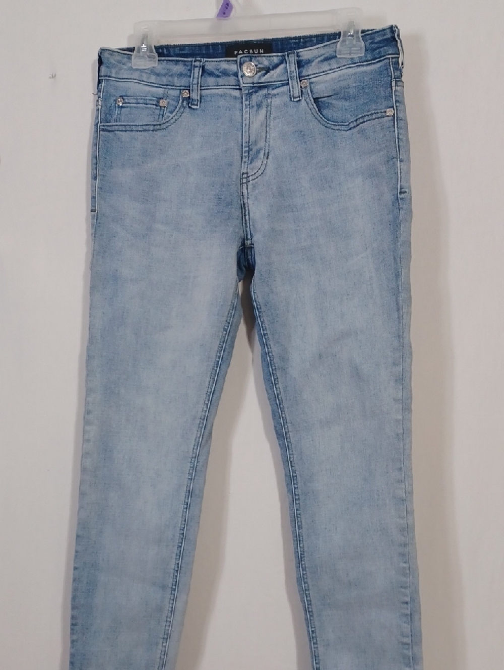 PacSun Women's Light Wash Skinny Jeans - Pale Blue